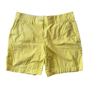 Ann Taylor LOFT The Riviera Shorts Sz 4 Yellow 7.5” Inseam 100% Cotton Bermudas